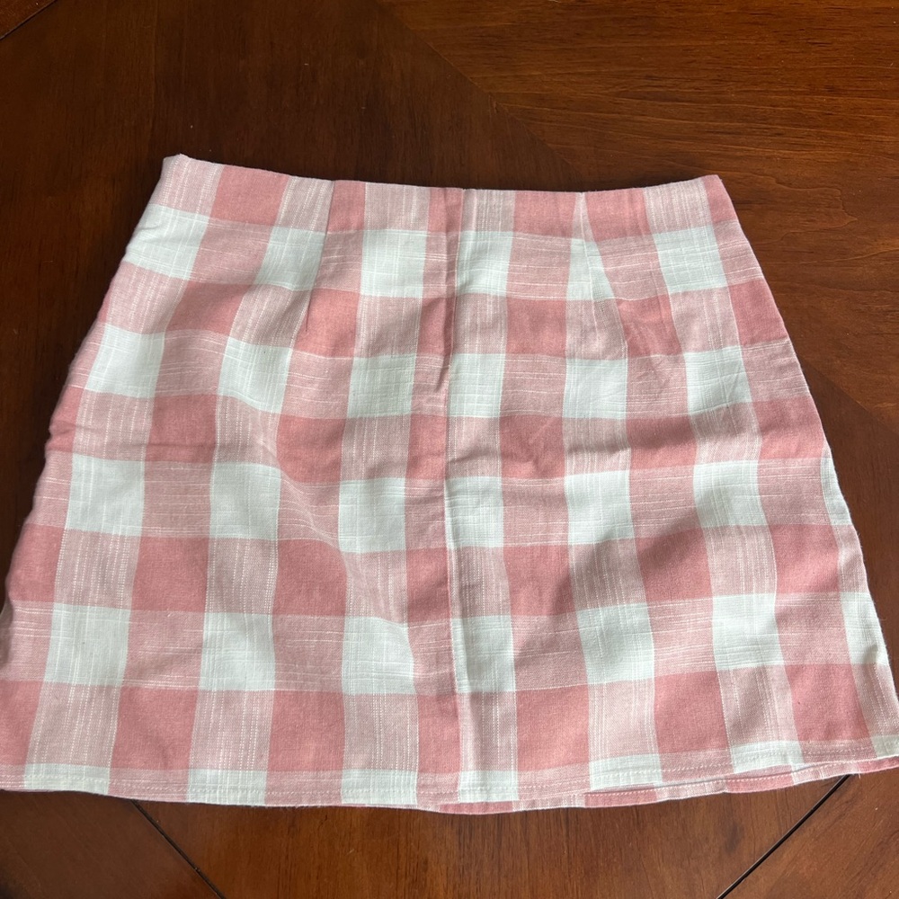 Forever 21 Pink and White Plaid Pencil Skirt